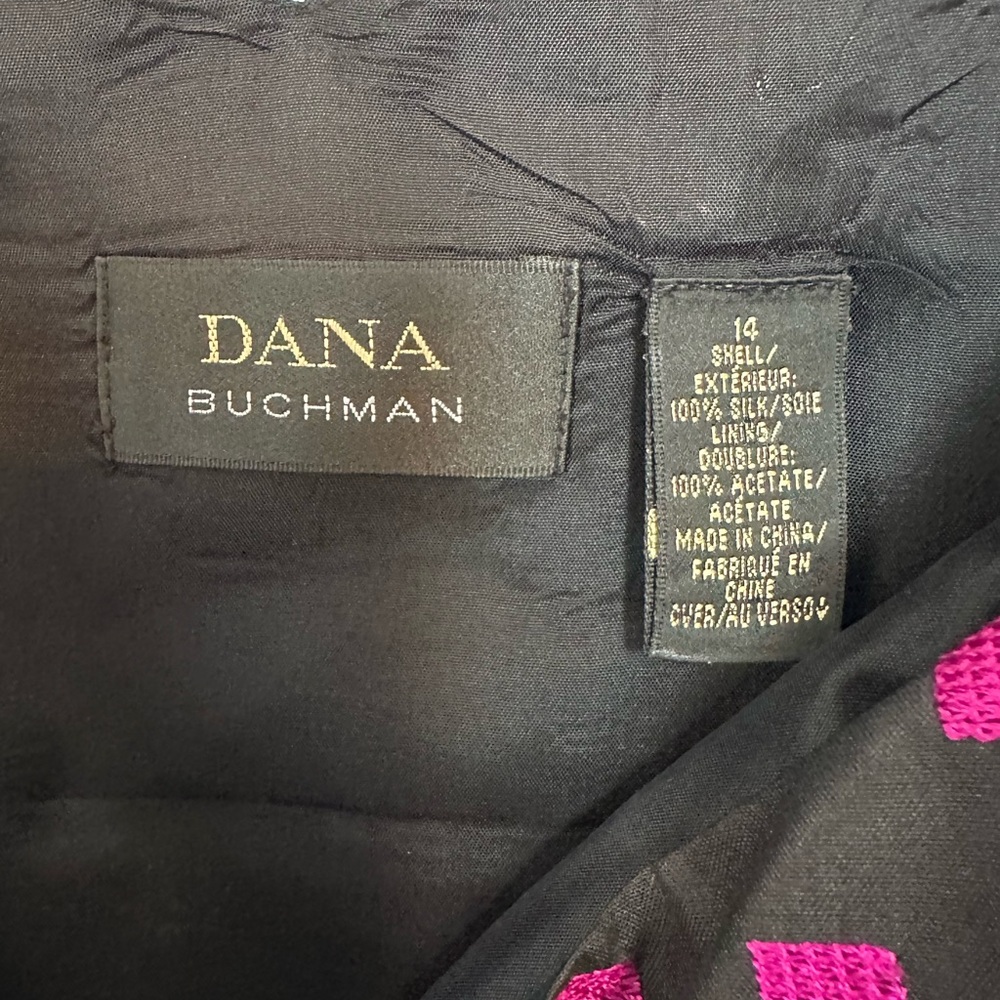 Dana Buchman Black with Purplish Squares Silk Sleeveless Formal Wedding Size 14 - Picture 4 of 5